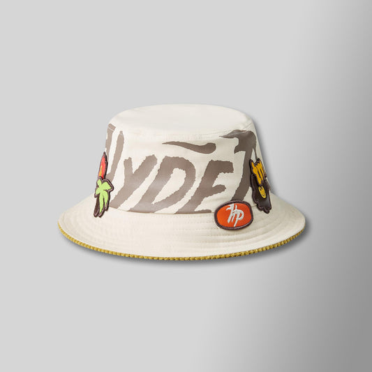 Cream Bucket Hat - With Patches