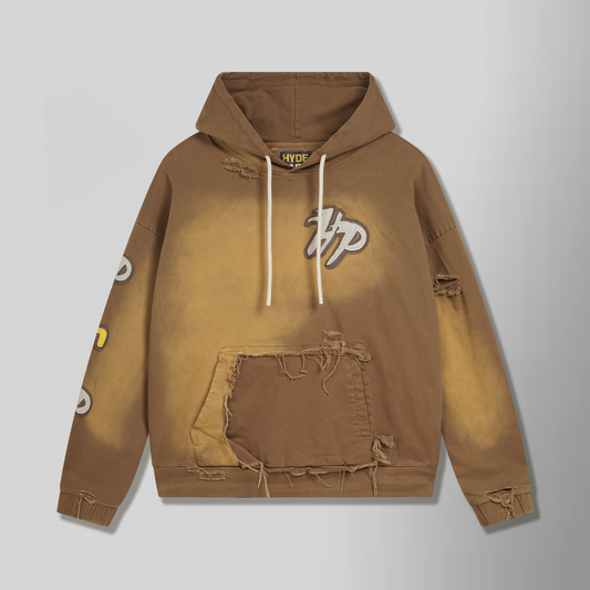 Work Wear Distressed Hoodie - Canyon