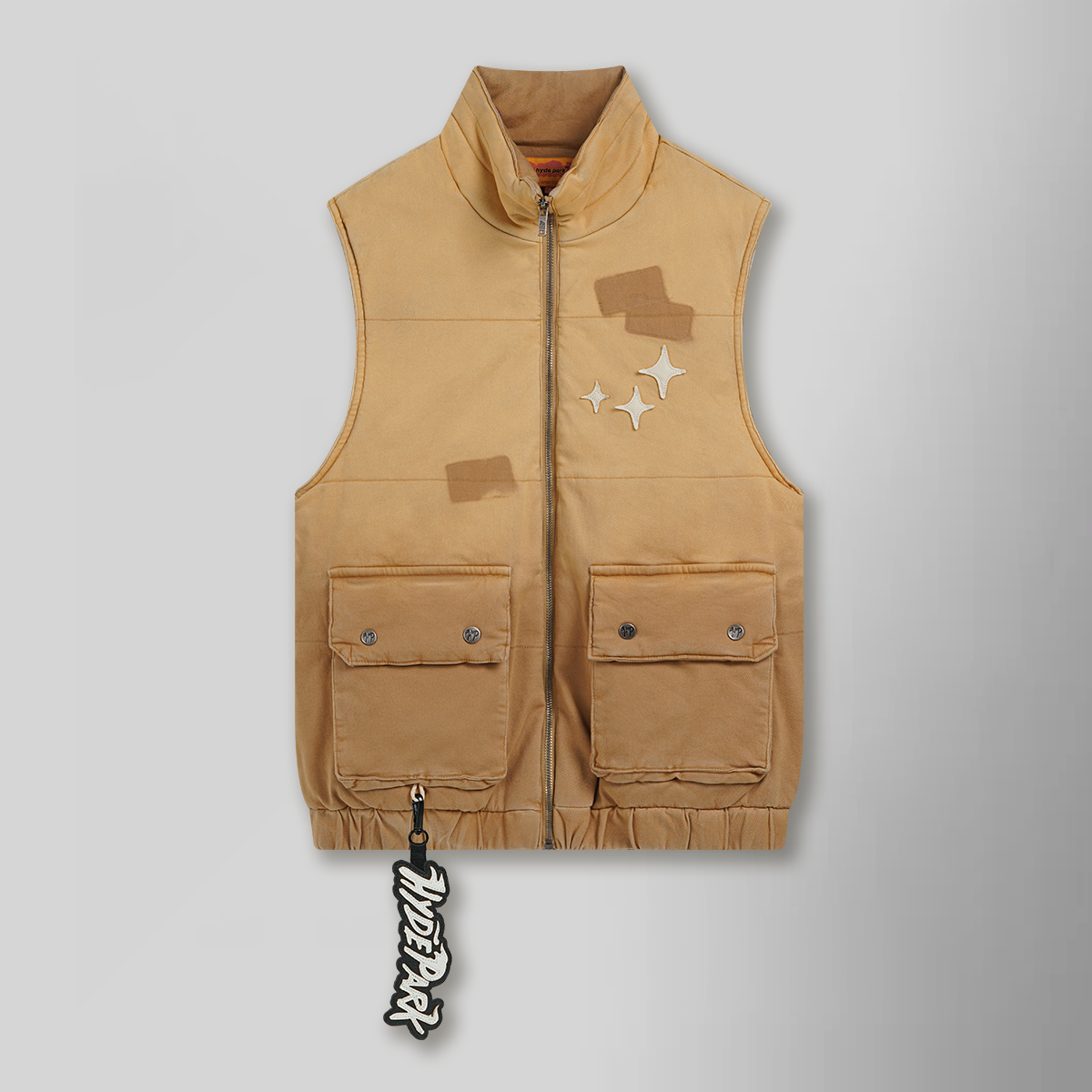 Pivotal Distressed Puffer Vest - Tan