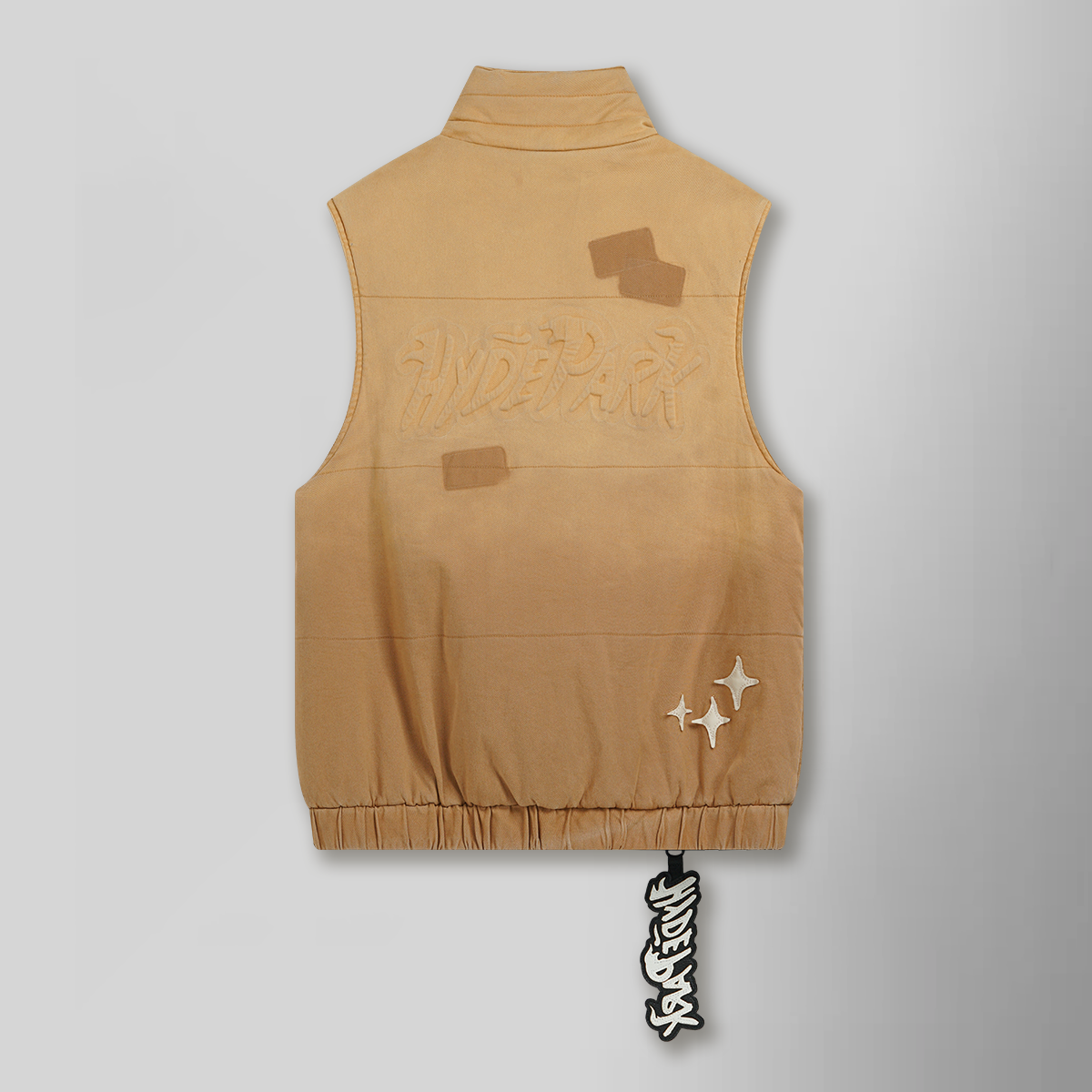 Pivotal Distressed Puffer Vest - Tan