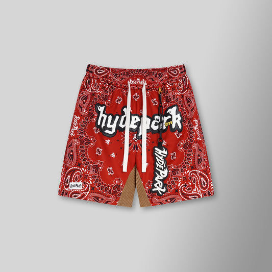 Bandana Mash Up Shorts - Red