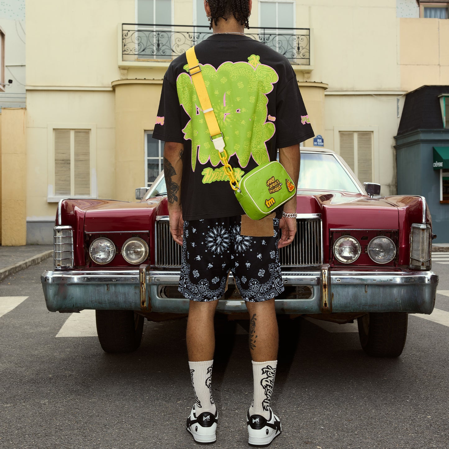 Bandana Mash Up Shorts - Black