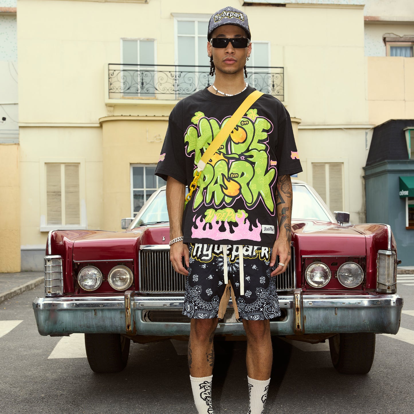 Bandana Mash Up Shorts - Black