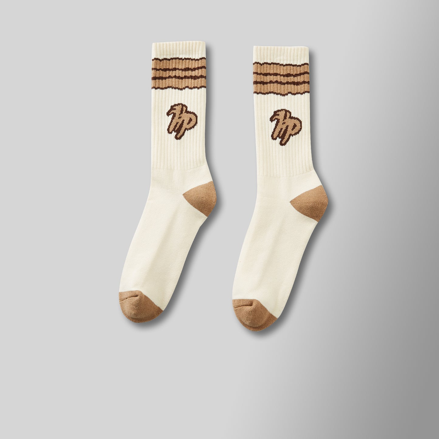 Wavy Sock - Cream & Brown & Dark Brown