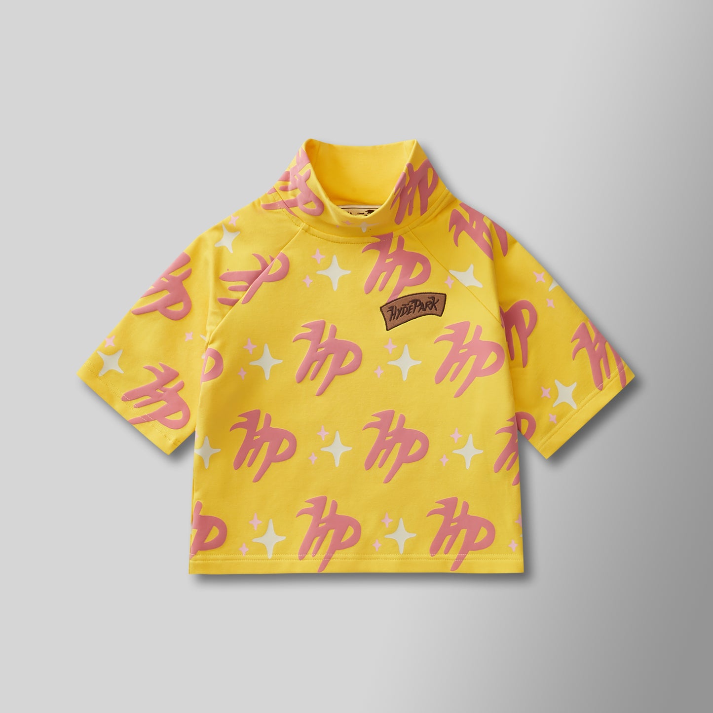 Puff The Magic Pattern Crop Top - Yellow