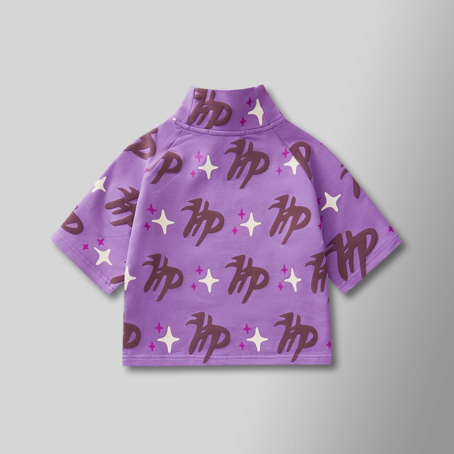 Puff The Magic Pattern Crop Top- Purple