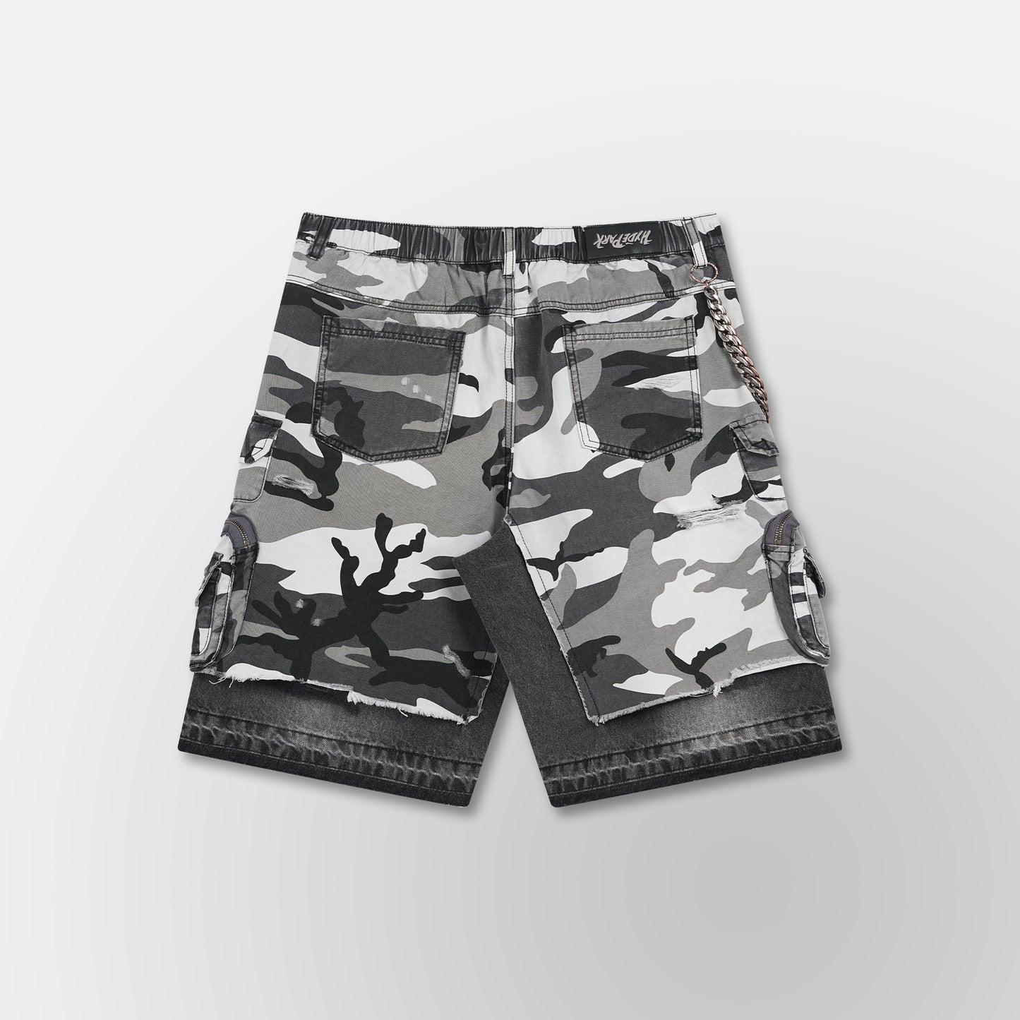 Camo x Denim Cargo Short - Black